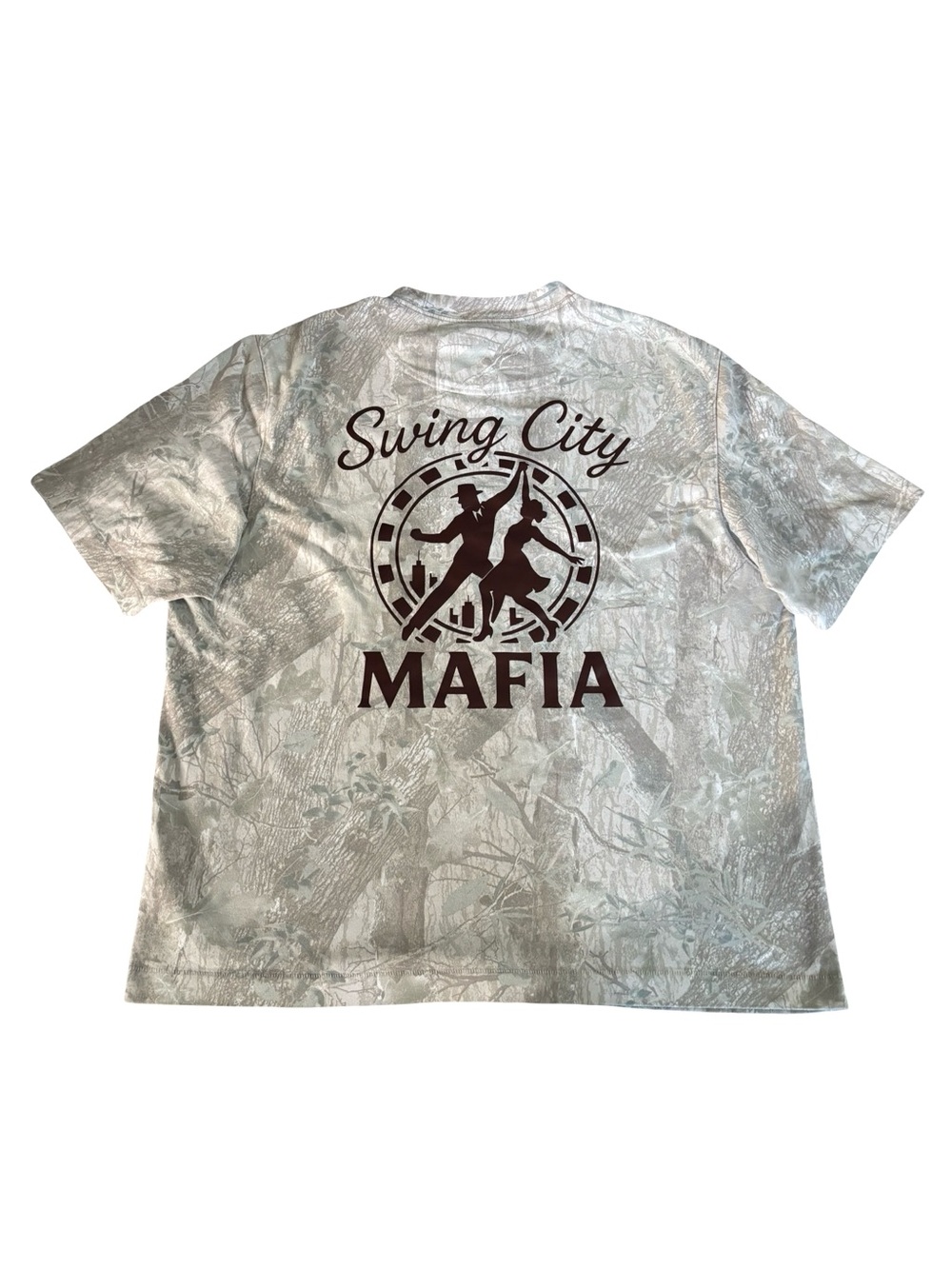 Abercrombie & Fitch Swing City Mafia Graphic Tee - Maroon Print